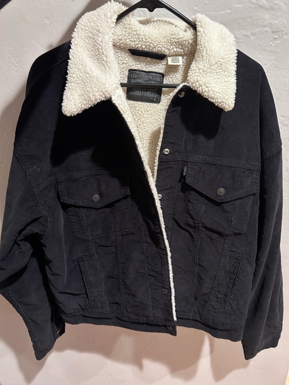 Women’s Levi's Black Corduroy Jacket with Cream Sherpa Lining